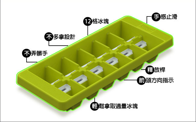Joseph 不多拿製冰盒(綠) 不多拿設計 不髒手 冰塊盒 製冰盒 手感止滑 衛生 安全